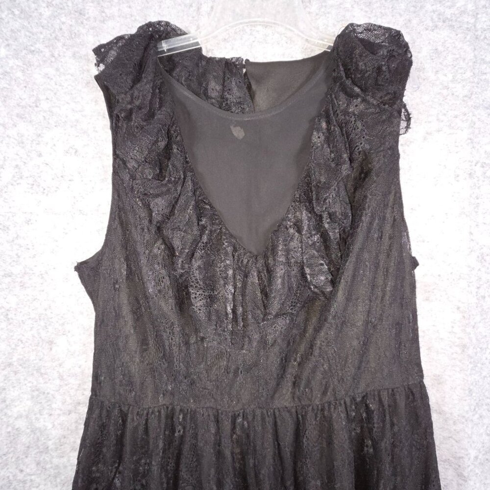 ASOS Women's Sleeveless Fit & Flare Dress V Neck Knee Length Black Size 16 - Picture 3 of 8